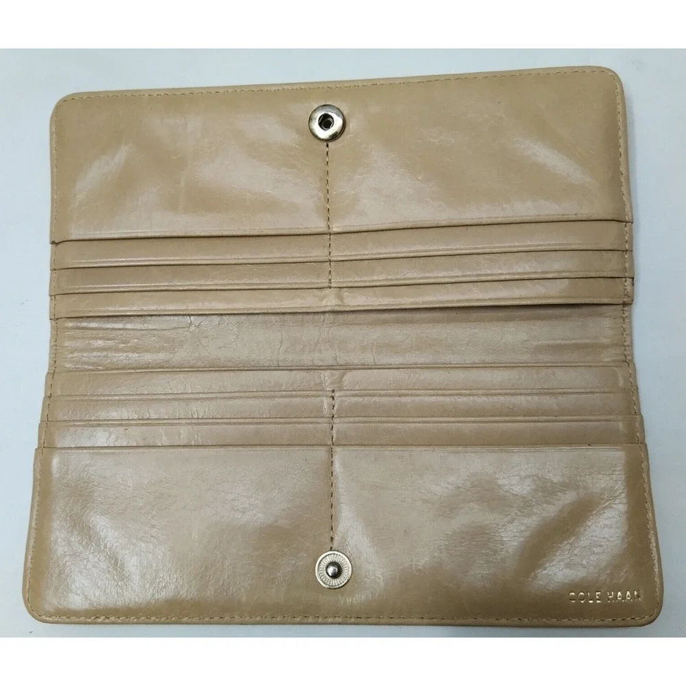 Cole Haan Tan Leather Credit Card Bifold Long Wallet
